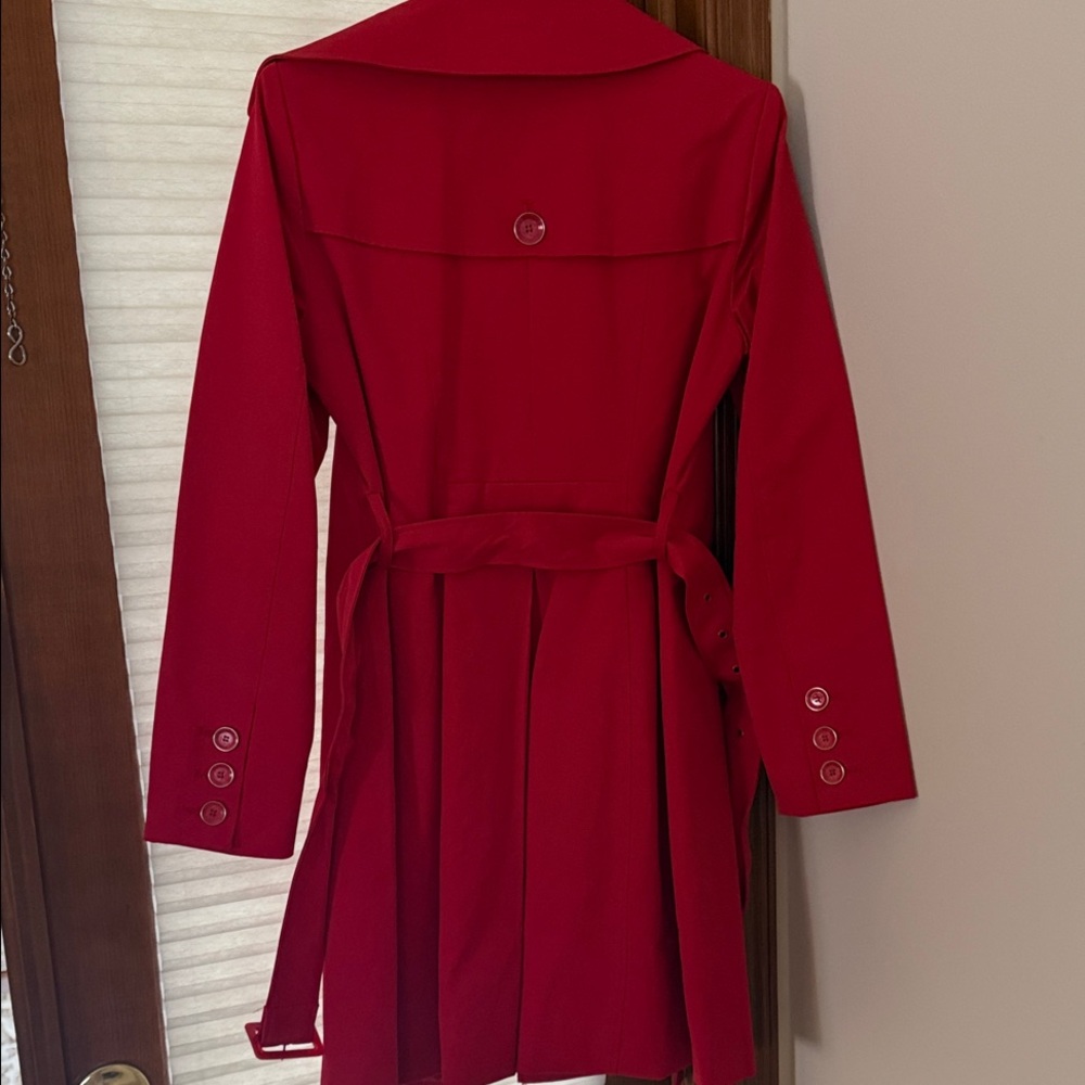 New York & Company Red Double-Breasted Women's trench Coat. Like New! - Picture 5 of 8